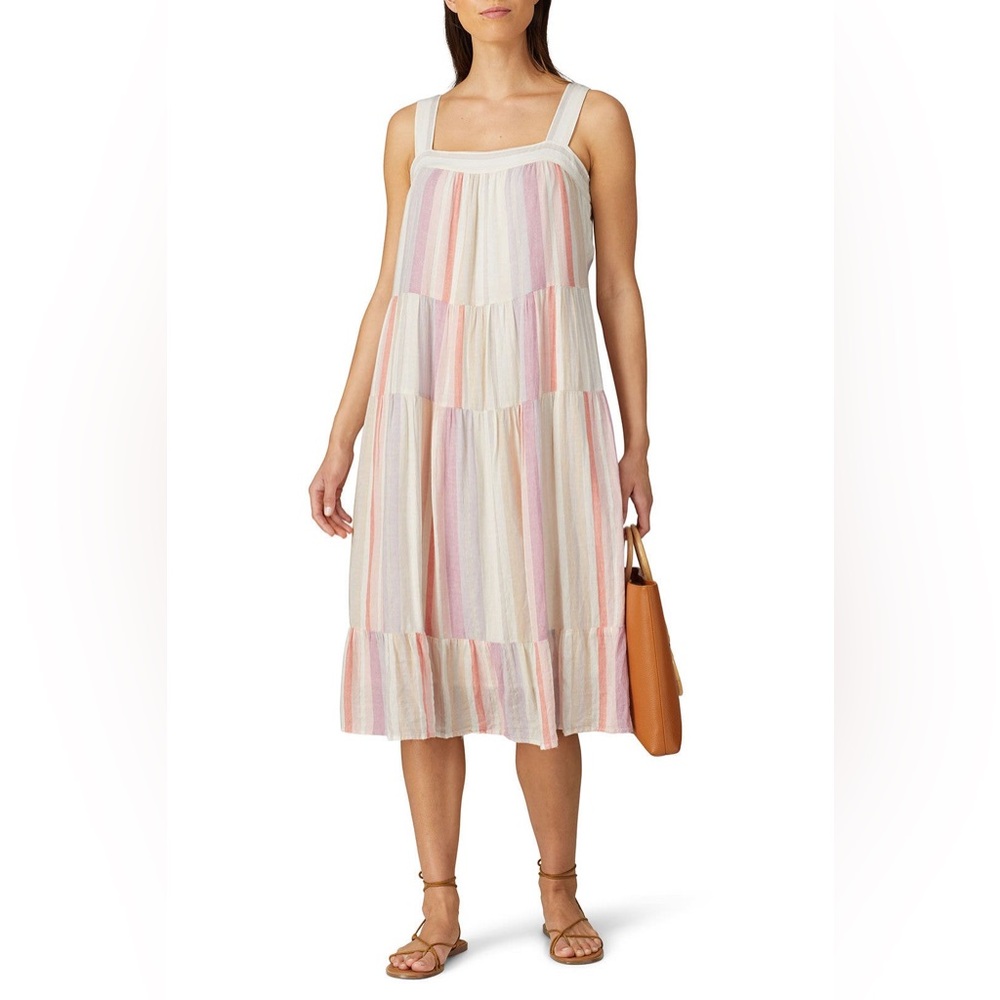 Rails Scoop Neck Striped Dress‎ Linen Blend Relaxed Fit Light Weight size small